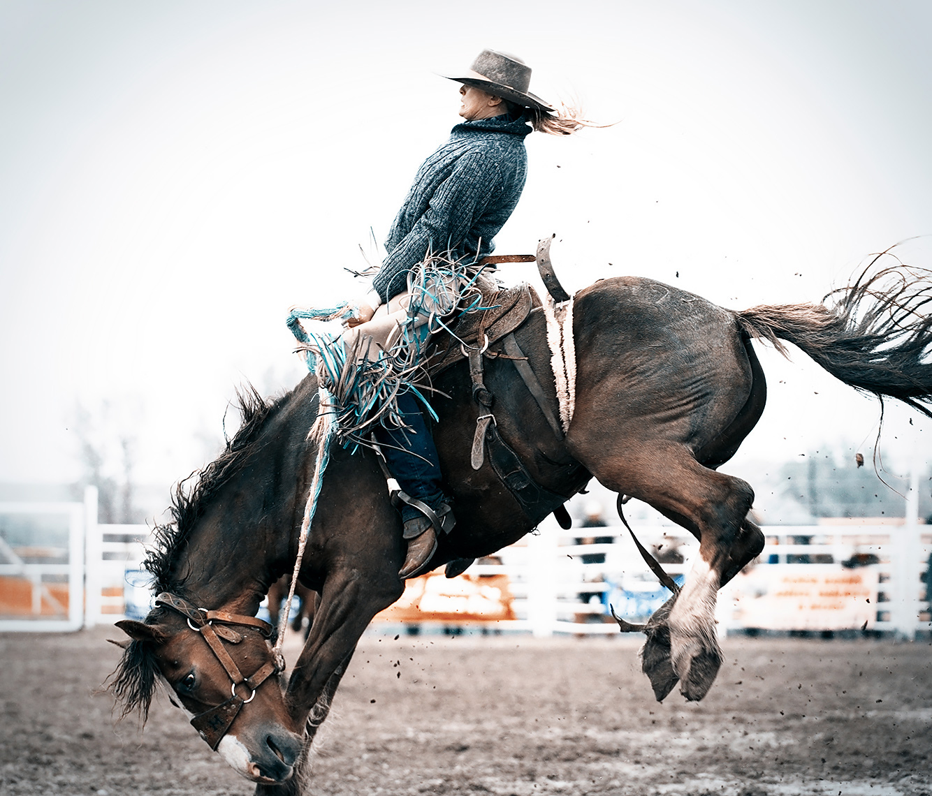 Cowgirl on a bucking horse