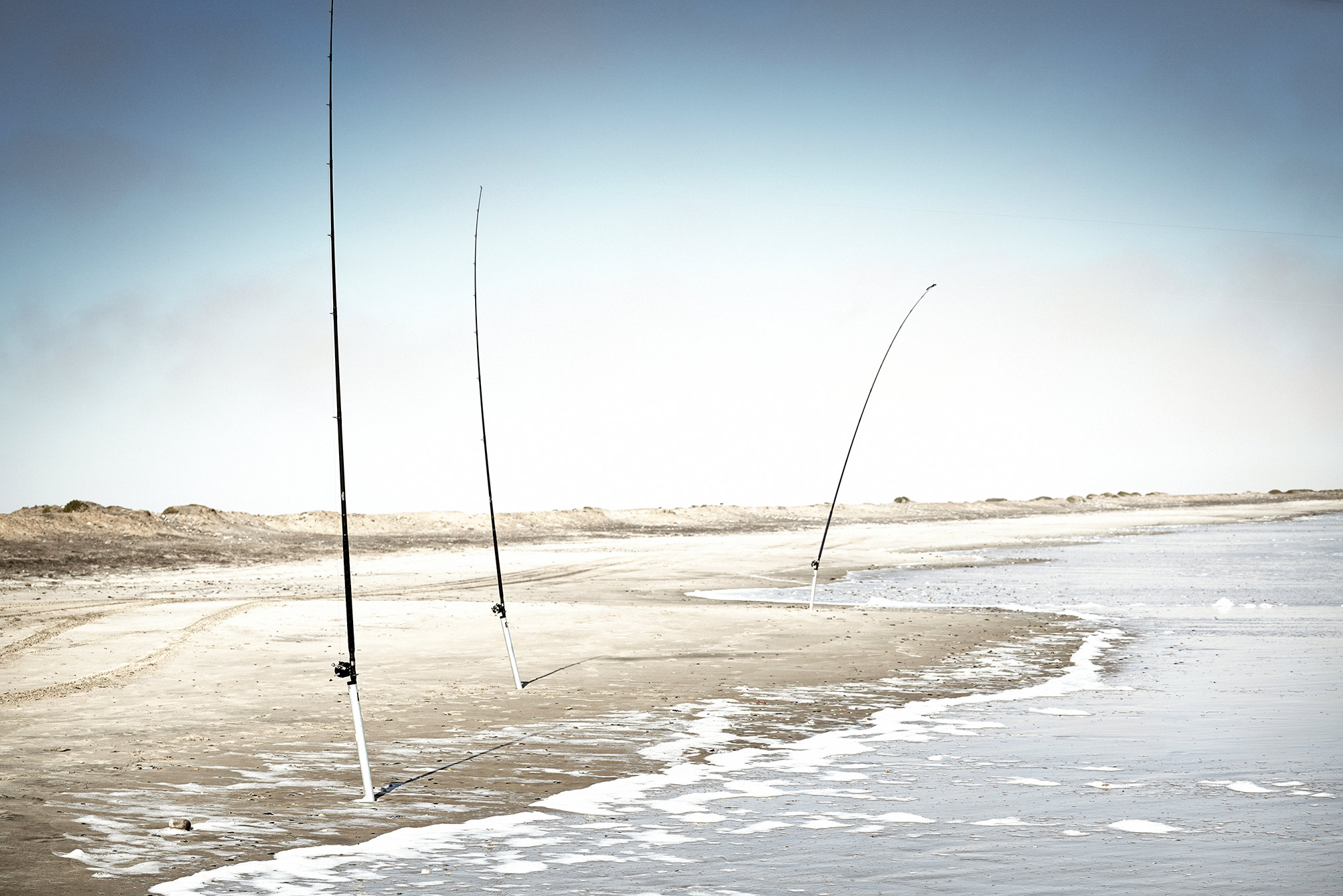 Surf fishing in Namibia, Africa