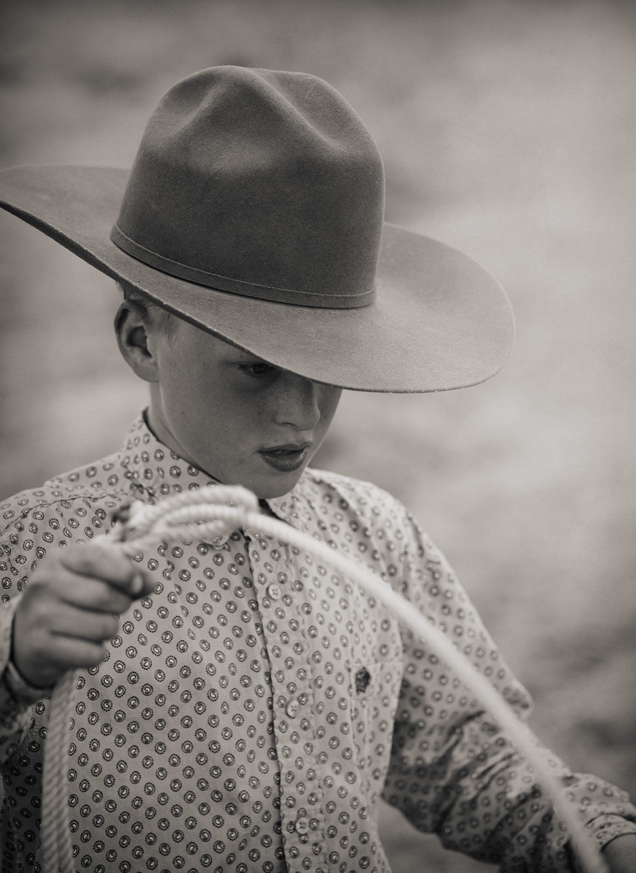 Young Montana cowboy with his rope